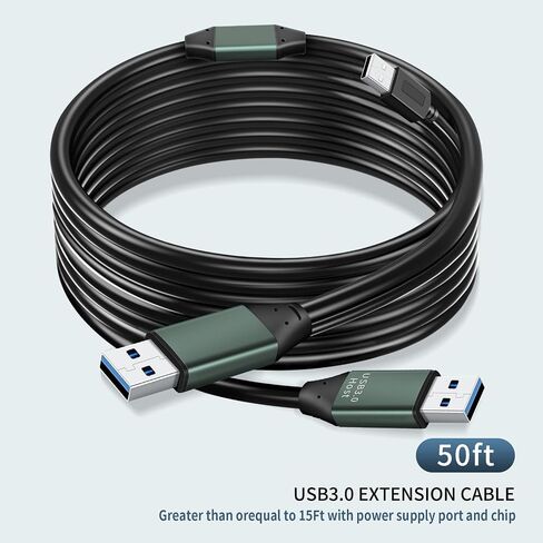 Kumiho 50ft USB 3.0 Cable ذكر إلى الذكور من النوع A إلى كبل لنقل البيانات ، حاويات محرك الأقراص الصلبة ، مبرد الكمبيوتر المحمول ، مشغل أقراص DVD ، محور USB in Kuwait