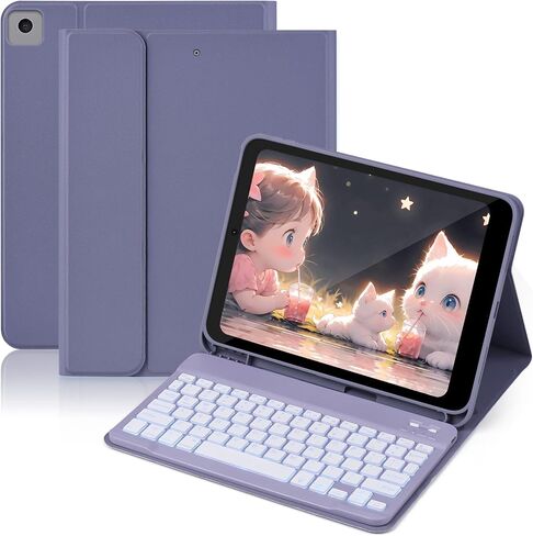 حالة لوحة المفاتيح DIYEENI لـ iPad9/8/7th Gen ، iPadpro ، iPadair 3 | 7 لون الخلفية | لوحة مفاتيح مغناطيسية قابلة للفصل | حالة حماية قرص اللوحي مع حامل قلم رصاص ، بو الجلود (الوردي) in Kuwait