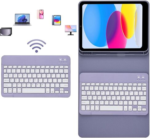 حالة لوحة المفاتيح DIYEENI لـ iPad9/8/7th Gen ، iPadpro ، iPadair 3 | 7 لون الخلفية | لوحة مفاتيح مغناطيسية قابلة للفصل | حالة حماية قرص اللوحي مع حامل قلم رصاص ، بو الجلود (الوردي) in Kuwait