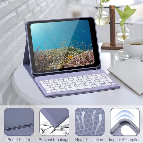حالة لوحة المفاتيح DIYEENI لـ iPad9/8/7th Gen ، iPadpro ، iPadair 3 | 7 لون الخلفية | لوحة مفاتيح مغناطيسية قابلة للفصل | حالة حماية قرص اللوحي مع حامل قلم رصاص ، بو الجلود (الوردي) in Kuwait