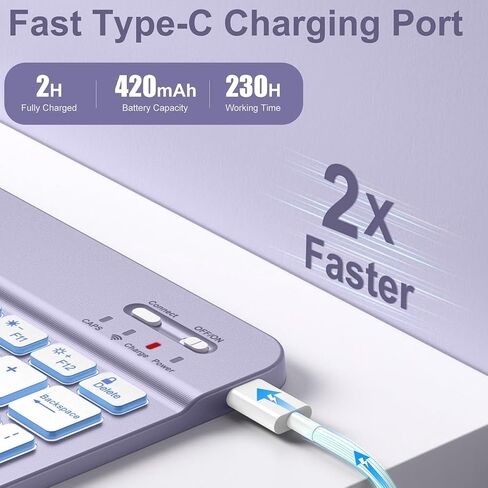 حالة لوحة المفاتيح DIYEENI لـ iPad9/8/7th Gen ، iPadpro ، iPadair 3 | 7 لون الخلفية | لوحة مفاتيح مغناطيسية قابلة للفصل | حالة حماية قرص اللوحي مع حامل قلم رصاص ، بو الجلود (الوردي) in Kuwait