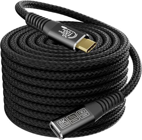 كبل امتداد USB C الطويل 20 قدمًا ، 20 جيجابت في الثانية/100 واط USB3.2 نوع C Extender Cord ، 4K@60Hz إخراج الفيديو نايلون مضفر USBC الذكور إلى USB-C توافق كابل الشحن مع Thunderbolt 4/3 in Kuwait