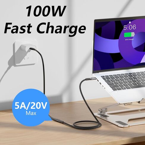 كبل امتداد USB C الطويل 20 قدمًا ، 20 جيجابت في الثانية/100 واط USB3.2 نوع C Extender Cord ، 4K@60Hz إخراج الفيديو نايلون مضفر USBC الذكور إلى USB-C توافق كابل الشحن مع Thunderbolt 4/3 in Kuwait