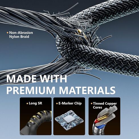 Long USB c Extension Cable 20FT, 20Gbps/100W USB3.2 Type C Extender Cord, 4K@60Hz Video Output Nylon Braided usbc Male to USB-c Female Charging Cable Compatibility with Thunderbolt 4/3 in Kuwait