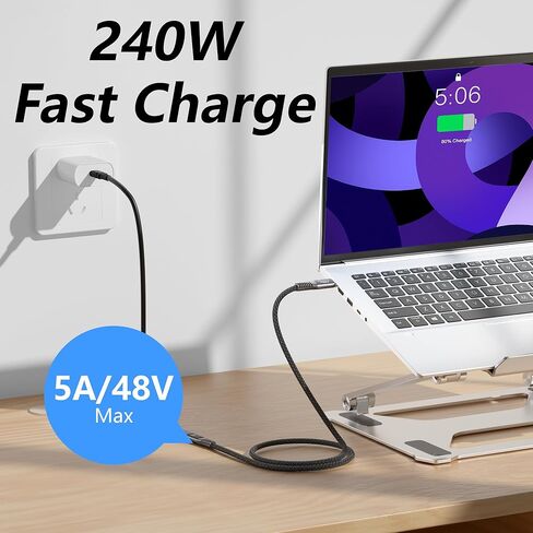 Long USB c Extension Cable 20FT, 20Gbps/100W USB3.2 Type C Extender Cord, 4K@60Hz Video Output Nylon Braided usbc Male to USB-c Female Charging Cable Compatibility with Thunderbolt 4/3 in Kuwait