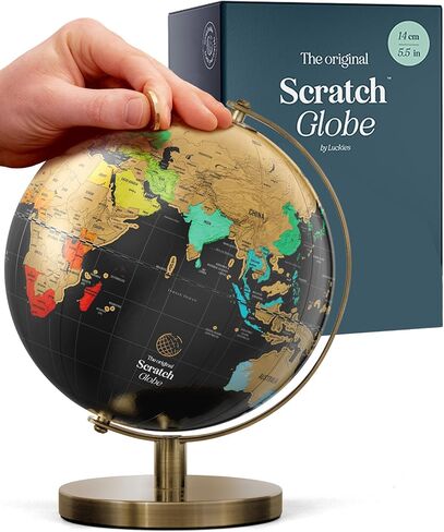 Luckies Of London World Globe Scratch Map | Scratch Off World Map | Interactive Map Of The World | Globe Decor & Travel Decor | Travel Map | Travel Gifts For Women & Travel Gifts For Men | Large Globe in Saudi Arabia