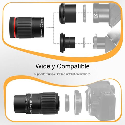 Astromania Metal T -Ring Adapter لـ Canon EOS DSLR/SLR - حزمة مع - 1.25 "/2" 8 مم 70 ° SWA و M43 -M42 محول in Saudi Arabia