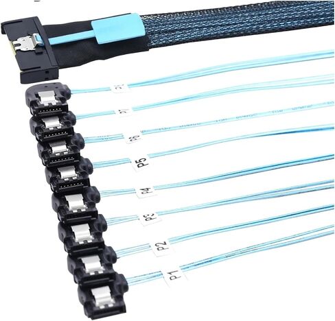 0.5M MCIO 74P 8X 8I S/AS SFF-8654 8i PCI-E Ultraport Slimline 5.0 to 8X SATA 7P Left Angle Female Cord in Saudi Arabia