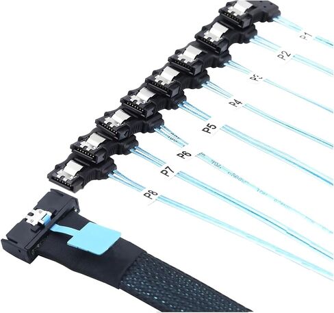 0.5M MCIO 74P 8X 8I S/AS SFF-8654 8i PCI-E Ultraport Slimline 5.0 to 8X SATA 7P Left Angle Female Cord in Saudi Arabia