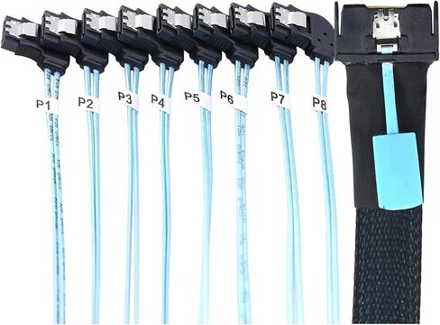 0.5M MCIO 74P 8X 8I S/AS SFF-8654 8i PCI-E Ultraport Slimline 5.0 to 8X SATA 7P Left Angle Female Cord in Saudi Arabia