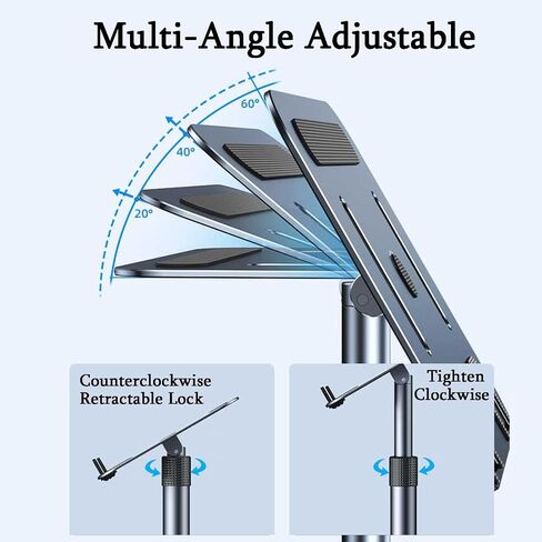 Laptop Floor Stand,Aluminum Alloy Floor-Standing Reading Bookshelf,Adjustable Computer Desk,for Home Outdoor Office in Saudi Arabia