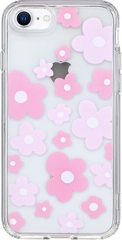 حالة زهور وردية لطيفة متوافقة مع علبة iPhone 7/8 ، الحالات الزهرية الوردي الواضحة iPhone SE 2020/ SE 2022 مع غطاء صدم جمالي للنساء الفتيات in Kuwait