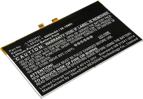 بطارية الكمبيوتر اللوحي الرقمي التآزر ، متوافقة مع اللوح Lenovo TB-X605FC ، (Li-Pol ، 3.85V ، 6800mAh) سعة عالية جدًا ، بديل لبطارية Lenovo L16D2P31 in Saudi Arabia