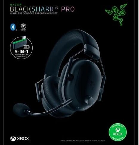 سماعة ألعاب Razer Blackshark V2 Pro Wireless Xbox: برامج تشغيل 50 مم - ميكروفون عريض - أذن مريحة عزل الضوضاء - لأجهزة Xbox ، PS5 ، وحدة التحكم ، الكمبيوتر الشخصي ، Mac - Bluetooth ، USB -C - بطارية 70 ساعة - أسود in Kuwait