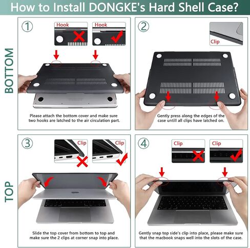 Dongke for M3 MacBook Pro 14 Inch Case 2024 2023 2021 A2918 A2992 M2 A2779 M1 A2442 Pro/Max ، غطاء قشرة صلبة بلاستيكية لـ Mac Pro 14 "مع عرض Retina XDR & Touch معرف التكوين ، كتاب التكوين in Kuwait