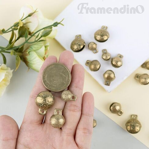 Framendino, 30 Pack Vintage Mini Brass Bells Mini Craft Bell Charms Pendant for DIY Jewelry Making 3 Size in Kuwait