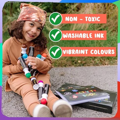 Chalkola Kids Washable Dot Markers 10 Shimmer Colors | Water-Based Non Toxic Paint Daubers for Toddlers | Fun Preschool Art Supplies in Kuwait