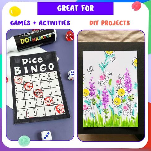 Chalkola Kids Washable Dot Markers 10 Shimmer Colors | Water-Based Non Toxic Paint Daubers for Toddlers | Fun Preschool Art Supplies in Kuwait