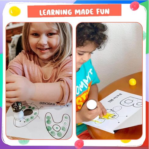 Chalkola Kids Washable Dot Markers 10 Shimmer Colors | Water-Based Non Toxic Paint Daubers for Toddlers | Fun Preschool Art Supplies in Kuwait