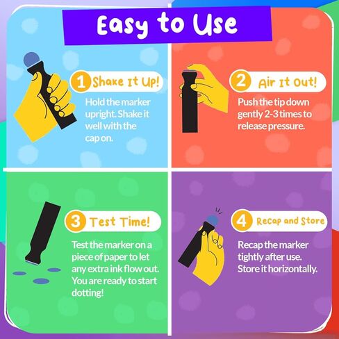 Chalkola Kids Washable Dot Markers 10 Shimmer Colors | Water-Based Non Toxic Paint Daubers for Toddlers | Fun Preschool Art Supplies in Kuwait