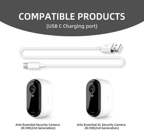 2 حزمة 10 أقدام USB C كبل طاقة الكاميرا لـ Arlo Essential 2K ، Alro Essential 2nd Generation ، Blink Outdoor 4th Generation ، Petcube CAM 360 Outdoor Camera Charger Charger Charger in Kuwait