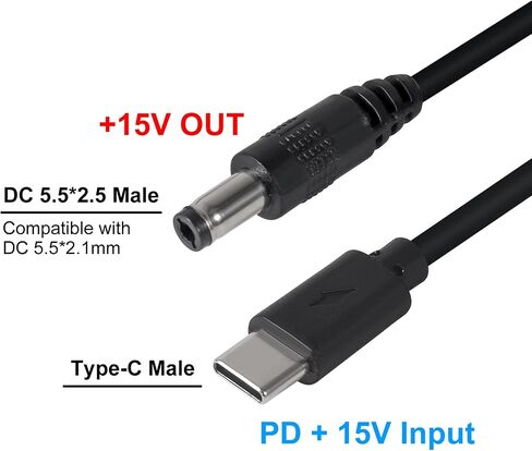 AITRIP 2PCS DC to Type C USB PD12V 5.5x2.5mm (Compatible with 5.5mm x 2.1mm) Power Supply Cable for Wireless Router Laptop LED Strip Speaker CCTV Camera in Saudi Arabia