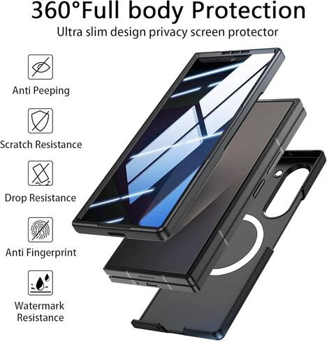 حالة الخصوصية لـ Samsung Galaxy S25 Ultra ، حالة هاتف مغناطيسي واضح مع حامي شاشة الخصوصية وغطاء الكاميرا [20 قدمًا من الحماية العسكرية] in Kuwait