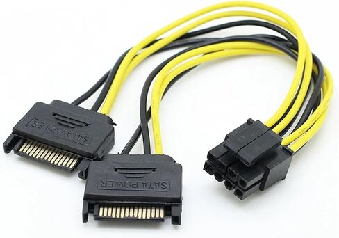 SATA 15pin to 8pin Graphic Card Power Adapter Cable 20cm Supply 8p for Bitcoin Miner Mining(8pin to 2 sata) in Saudi Arabia