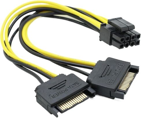 SATA 15pin to 8pin Graphic Card Power Adapter Cable 20cm Supply 8p for Bitcoin Miner Mining(8pin to 2 sata) in Saudi Arabia
