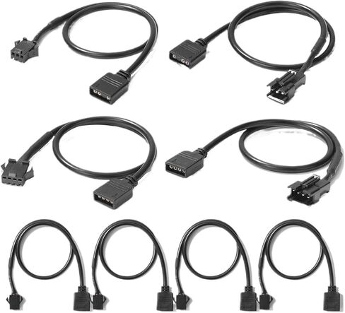 كابل محول تحويل 30 سم RGB للوحة الأم 5V 3PIN/12V 4PIN للكمبيوتر كمبيوتر L/E/D شريط الضوء/LED Cable SM (4pcs 3p ذكر) in Saudi Arabia