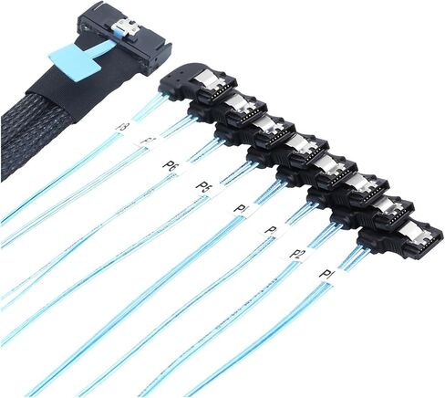 0.8m 74p 8x 8i s/as SFF-8654 8i PCi-e Ultraport Slimline 5.0 to 8x Sata 7p angle cable teme in Saudi Arabia