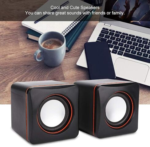 USB Powered Stereo Speaker System,Computer Speakers,Small Size,with 3.5 mm Aux Audio Plug to Connect to Laptop, Notebook, Desktop, Computer,Black(Two-Channel) in Saudi Arabia