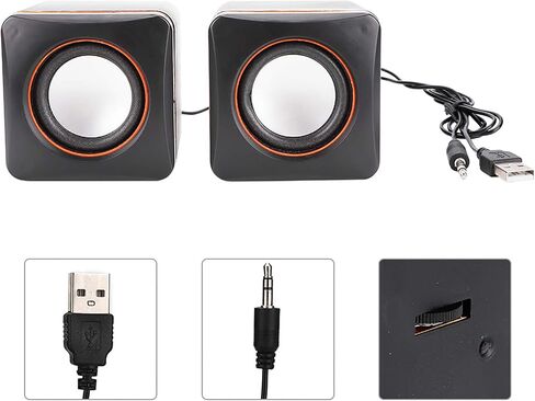 USB Powered Stereo Speaker System,Computer Speakers,Small Size,with 3.5 mm Aux Audio Plug to Connect to Laptop, Notebook, Desktop, Computer,Black(Two-Channel) in Saudi Arabia