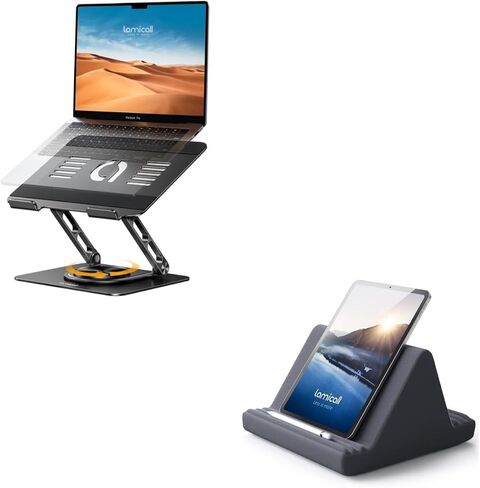 Lamicall Laptop Stand for Desk with 360 Rotating Base + Tablet Pillow Stand with 6 Viewing Angles in Saudi Arabia