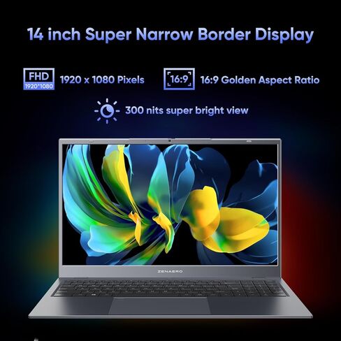Window 11 Pro Laptop PC with 14.1 inch FHD Display, 8GB LPDDR4 256GB SSD, Celeron J4005 (up to 2.7GHz) 丨3xUSB A丨RJ45丨HD Port丨Wi-Fi 5丨BT5.1, Ultra Thin and Light Notebook Computer - Gray in Kuwait