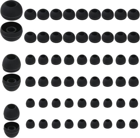 60 Pcs Replacement Earbud Tips, Silicone Ear Buds Tips Headphone Earpads Soft Silicone Ear Tip Earbud Tip Replacement in S/M/L Sizes Earphone Cover Fit Most Headphones (Black) in Saudi Arabia