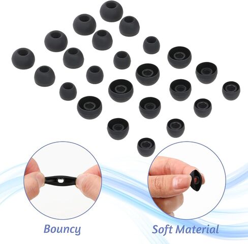 60 Pcs Replacement Earbud Tips, Silicone Ear Buds Tips Headphone Earpads Soft Silicone Ear Tip Earbud Tip Replacement in S/M/L Sizes Earphone Cover Fit Most Headphones (Black) in Saudi Arabia
