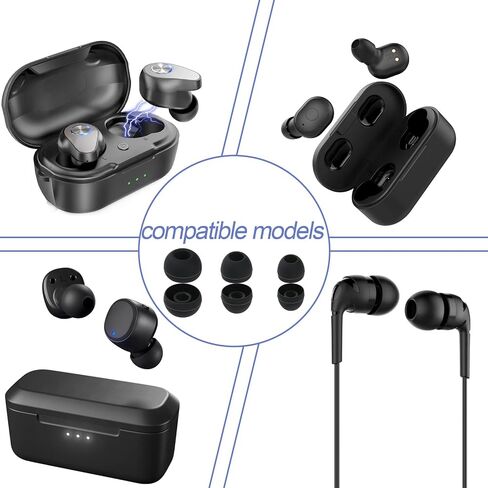 60 Pcs Replacement Earbud Tips, Silicone Ear Buds Tips Headphone Earpads Soft Silicone Ear Tip Earbud Tip Replacement in S/M/L Sizes Earphone Cover Fit Most Headphones (Black) in Saudi Arabia
