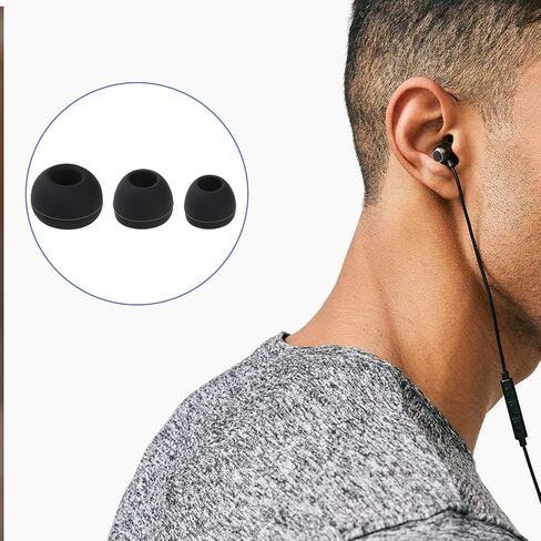 60 Pcs Replacement Earbud Tips, Silicone Ear Buds Tips Headphone Earpads Soft Silicone Ear Tip Earbud Tip Replacement in S/M/L Sizes Earphone Cover Fit Most Headphones (Black) in Saudi Arabia