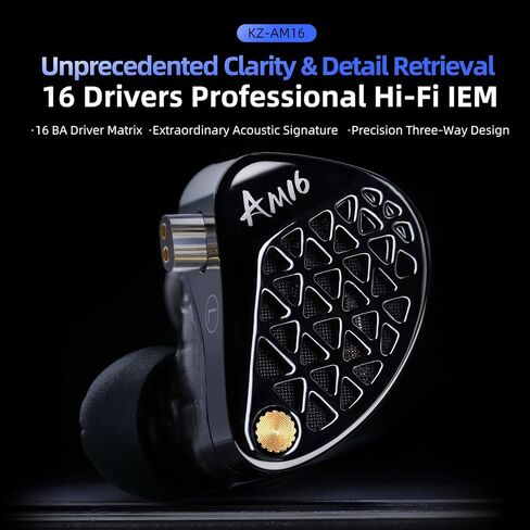 KZ AM16 16 سائق التسليح المتوازن Hi-Fi IEM مع سماعات الرأس المتوازنة والمحسّنة بالباص سماعات رأس كبلات قابلة للفصل (باس لا ميكروفون) in Kuwait