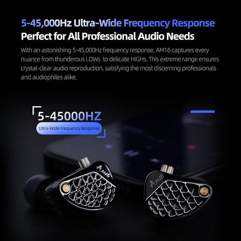 KZ AM16 16 سائق التسليح المتوازن Hi-Fi IEM مع سماعات الرأس المتوازنة والمحسّنة بالباص سماعات رأس كبلات قابلة للفصل (باس لا ميكروفون) in Kuwait