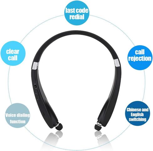 SX-991 Bluetooth اللاسلكي اللاسلكي ، سماعات أذن شريط العنق ، سماعات الرأس المعلقة من الرقبة القابلة للطي ، تقليل ضوضاء النطاق العريض CVC ، اتصال مطابقة ذكي للجهاز اللوحي ، الكمبيوتر المحمول ، سطح المكتب والهاتف الخلوي in Kuwait
