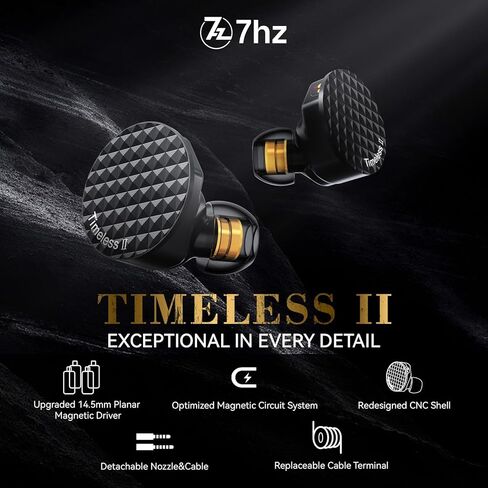 Linsoul 7Hz Timeless II في شاشة الأذن ، تم ترقيته 14.5 مم سائق مغناطيسي مستو IEM ، سماعات الأذن السلكية (Timeless II) Cable Zonie IEM ، سلك أذن بطول 2 متر ، 16 مترًا من الفضة المطلي بالفضة. in Saudi Arabia