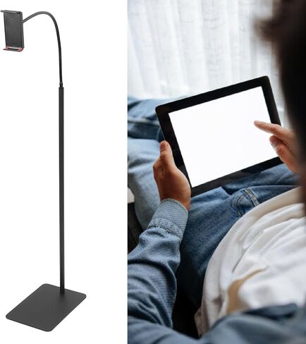 Tablet Floor Stand with Flexible Gooseneck and Stable Base Portable Tripod for Watching Movies, Video Chat, Online Teaching (Compatible with 4 to 7.48" Devices) in Saudi Arabia