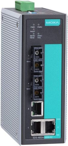 EDS-405A-SS-SC-T ، مفتاح Ethernet المدير على مستوى الدخول مع منافذ 3 10/100BASET (X) ، و 2 100 من موانئ الوضع الواحد مع موصلات SC ، -40 إلى 75 درجة مئوية (درجة حرارة التشغيل MOXA) in Kuwait