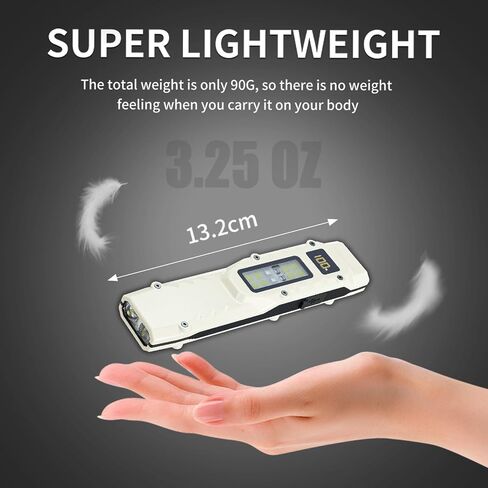 EDC Tactical Flashlight DT007, Compact 7 Mode Pocket LED Flashlight - 1500LM, USB-C Rechargeable Digital Display, IPX5 with Side Light and Clip for Everyday Carry Travel (1, Black) in Saudi Arabia
