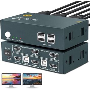 USB3.0 HDMI KVM Switch 2 Computers 1 Monitor,4K@60HZ 2 Port Monitor Switcher Sharing Keyboard&Mouse,with EDID in Kuwait