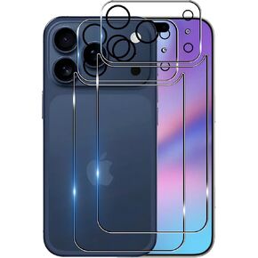 Screen Protector Compatible with iPhone 17 Pro, 2 Pcs Back Protector + 2 Pcs Camera Lens Protector, Ultra HD Glass, Anti-Scratch, Easy Installation in Saudi Arabia