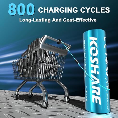 بطاريات AA AAA قابلة للشحن مع شاحن ، 16pcs 1.2v Ni-MH بطاريات قابلة للشحن مع 8 * 2800mAh AA و 8 * 1100 Mah AAA ， 800 دورة ， الشحن المسبق ， من النوع C و 8 شاحن فتحة in Saudi Arabia