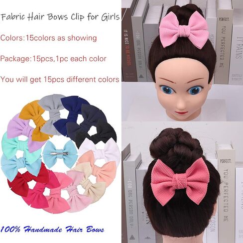 XIMA 30PCS Girls Hair Bows Clips Felt Woolen Hair Accessories Handmade Cotton Hair Bow for Toddler Girls Infants Kids and Teens 30Colors in Kuwait